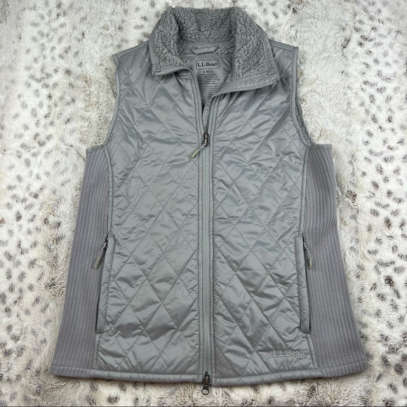 L.L. Bean Jackets & Blazers - L.L. Bean Grey Quilted Puffer Vest Fleece Lined Women’s Size Small